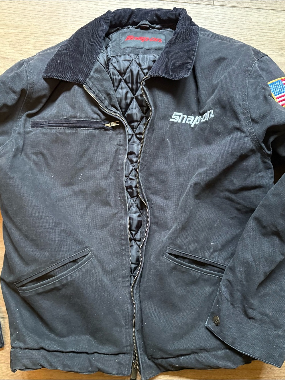 Vintage Snap-on Tools Black heavyweight workwear zip up canvas jacket Medium